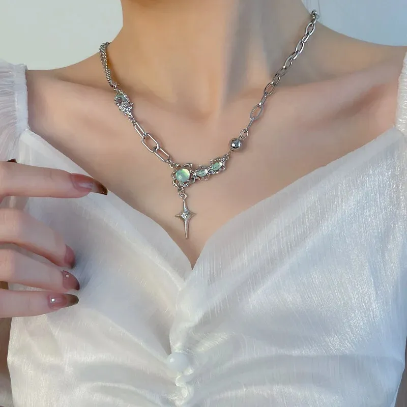 Unisex Double Layer Zircon Star Necklace