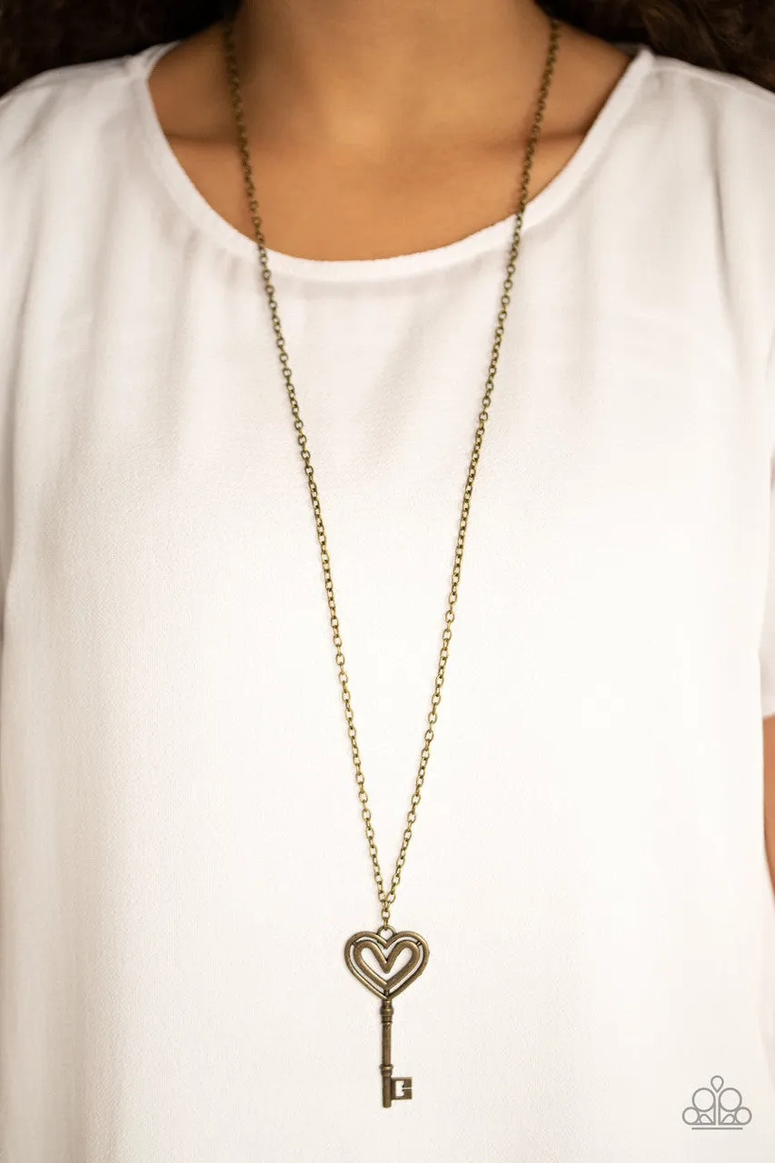 Unlock My Heart Brass Paparazzi Necklace