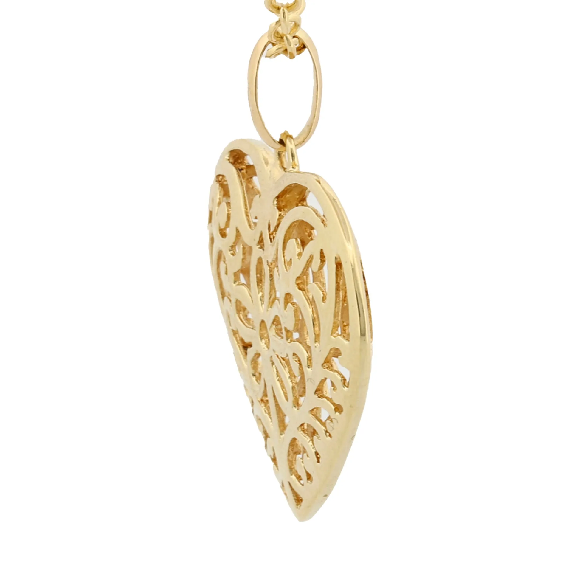 Unoaerre Floral Openwork Heart Pendant in 14k Yellow Gold 18" Necklace