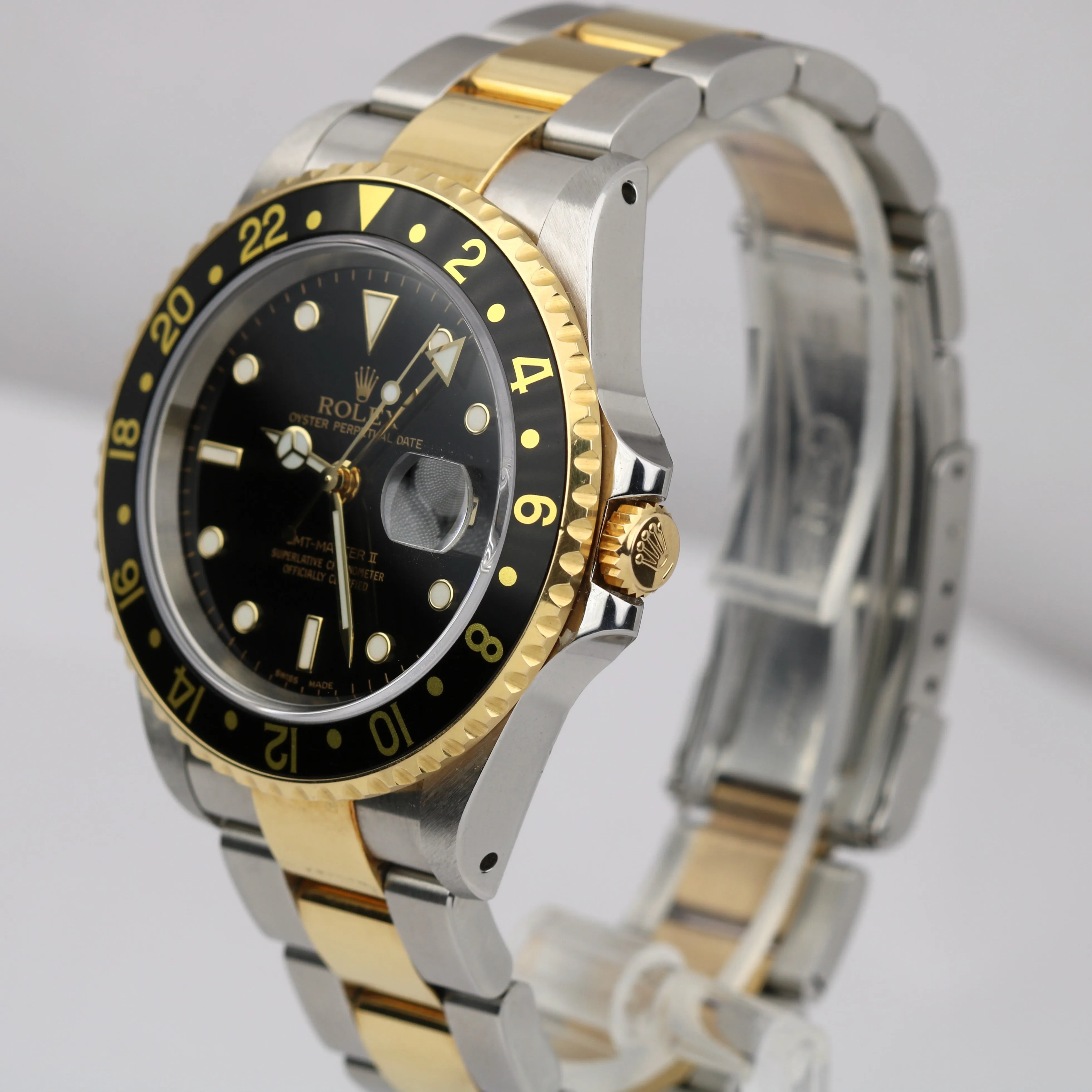 UNPOLISHED TOP CONDITION Rolex GMT-Master II Two-Tone P 18K Gold Watch 16713