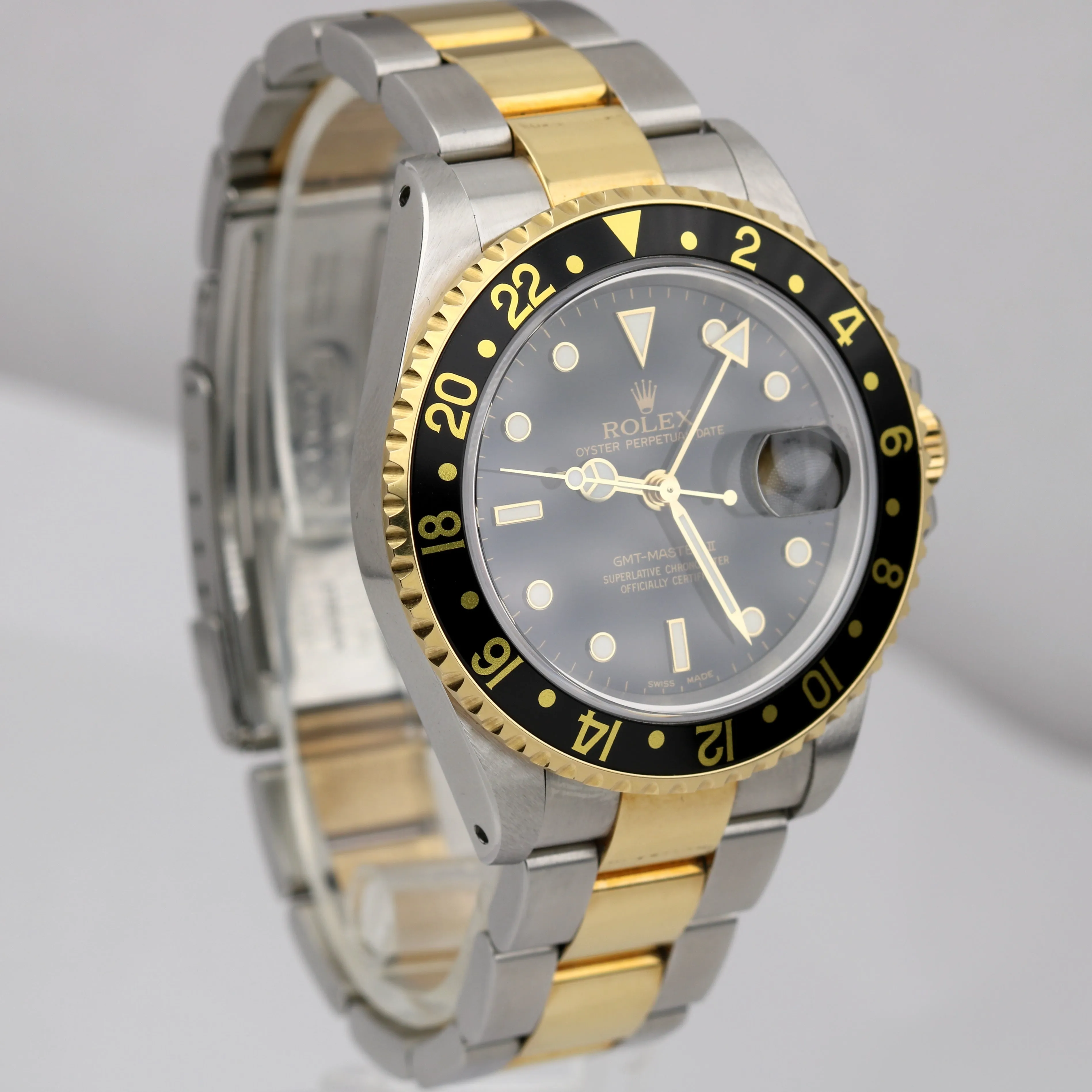 UNPOLISHED TOP CONDITION Rolex GMT-Master II Two-Tone P 18K Gold Watch 16713