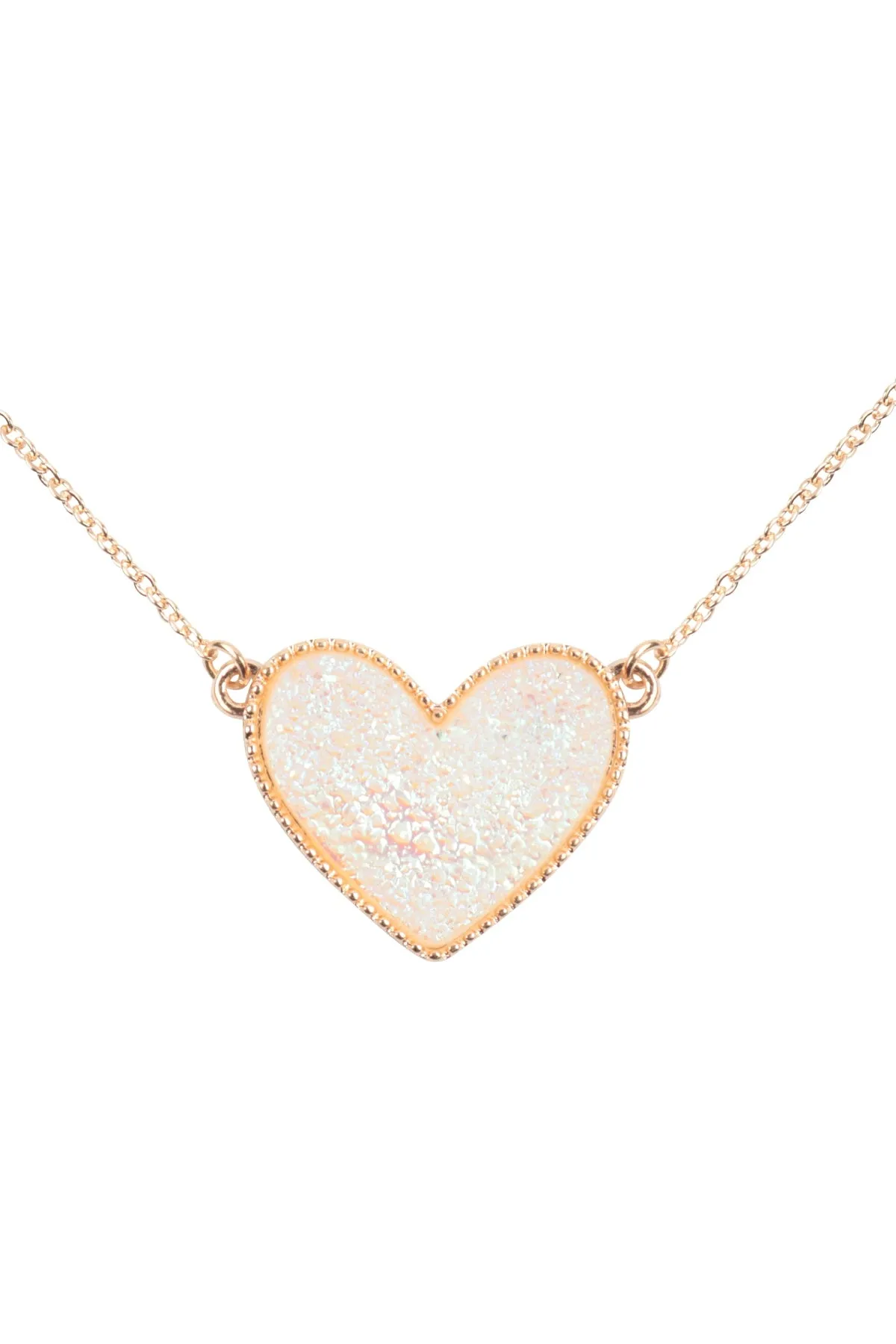 VALENTINE HEART DRUZY PENDANT NECKLACE AND EARRING SET