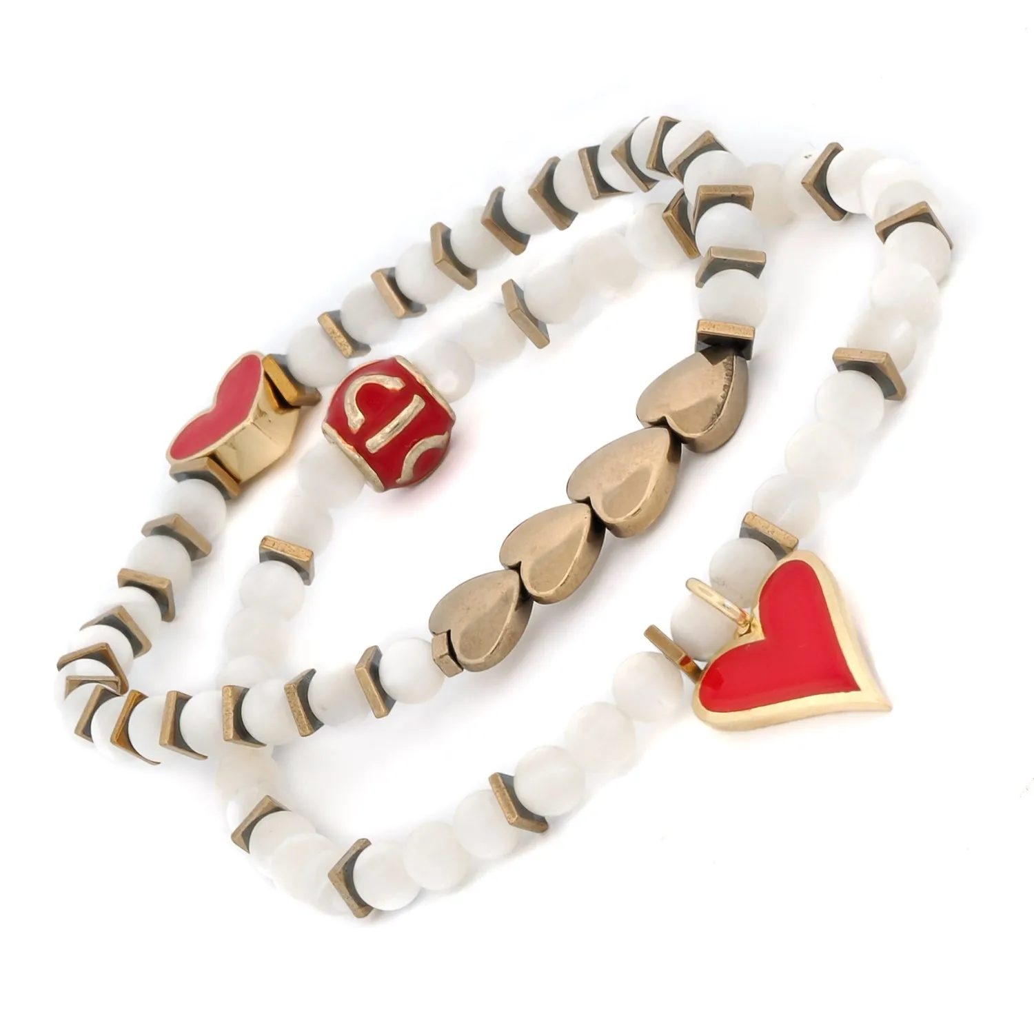 Valentines Love Red Heart Bracelet Set