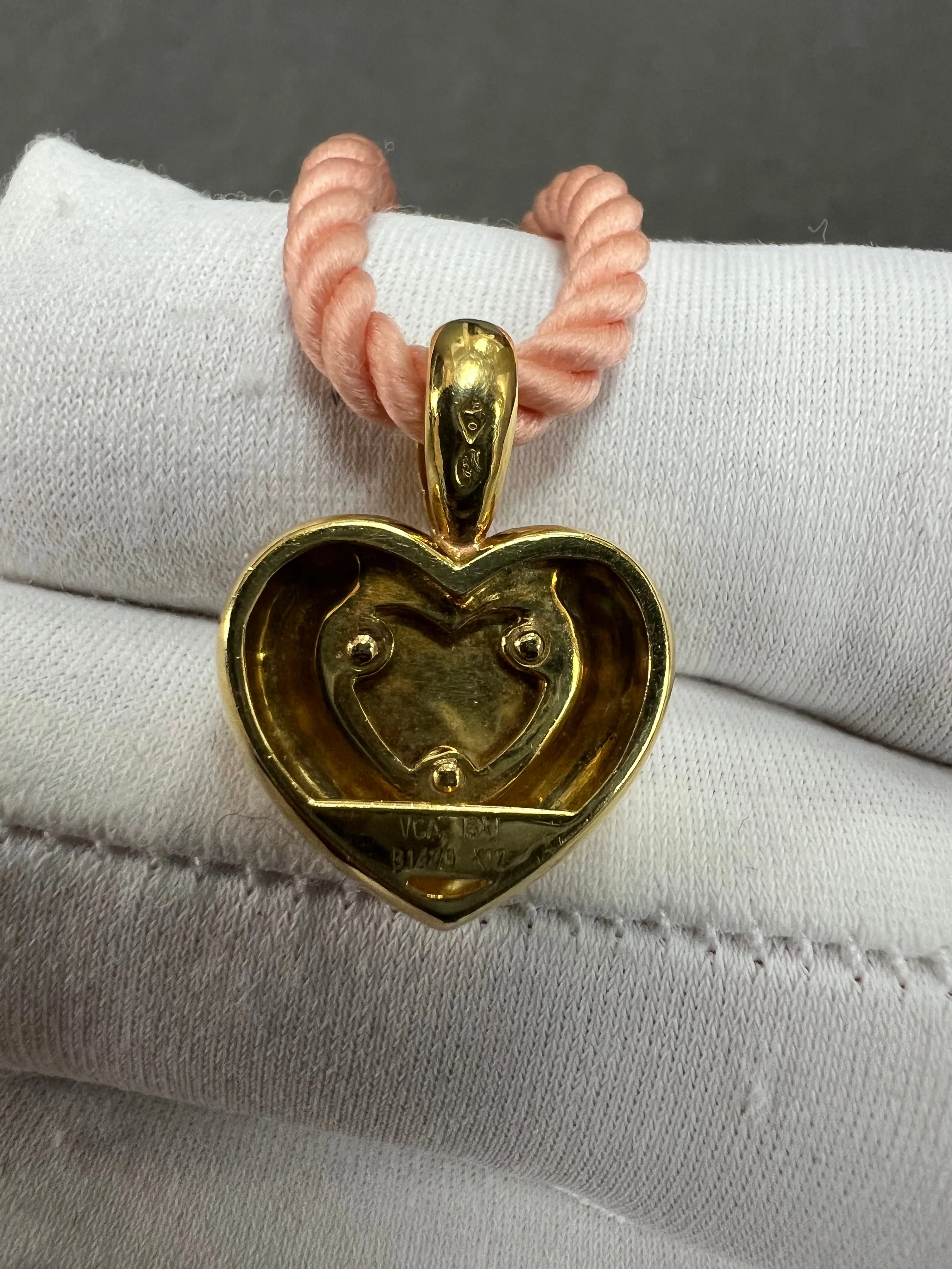 Van Cleef & Arpels Heart Shaped Coral Yellow Gold Pendant Necklace