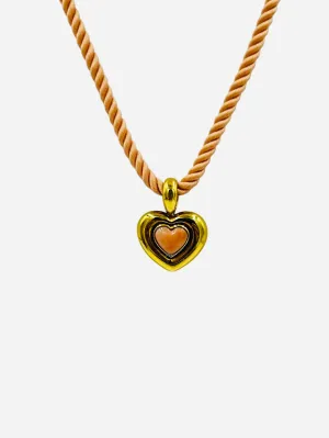 Van Cleef & Arpels Heart Shaped Coral Yellow Gold Pendant Necklace