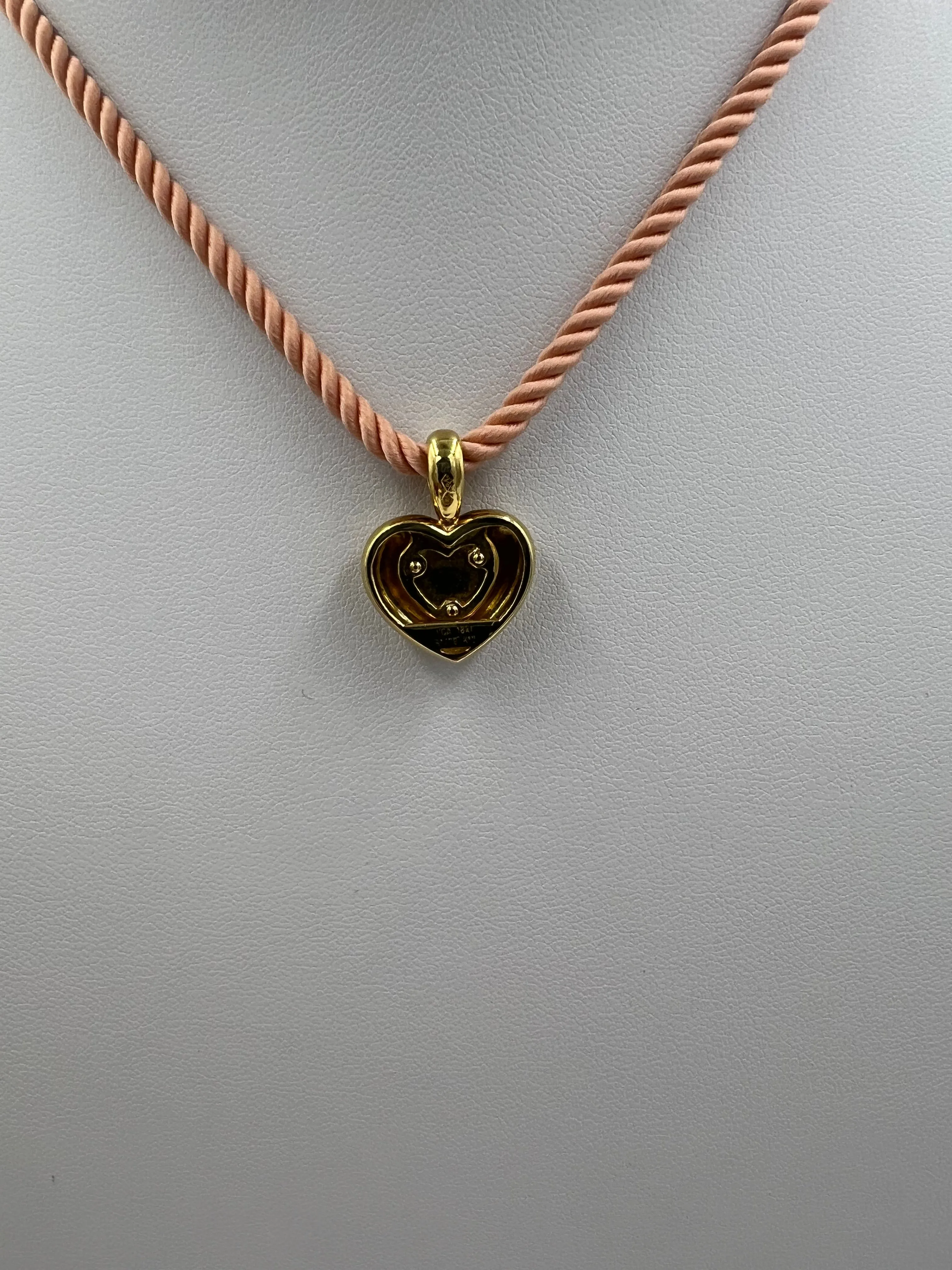 Van Cleef & Arpels Heart Shaped Coral Yellow Gold Pendant Necklace