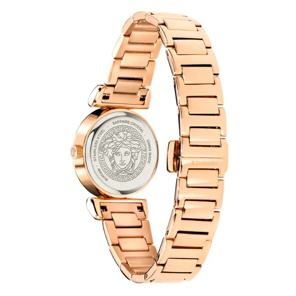 Versace Mini Vanity Rose Gold Stainless Steel Silver Dial Quartz Watch for Ladies - VEAA00618