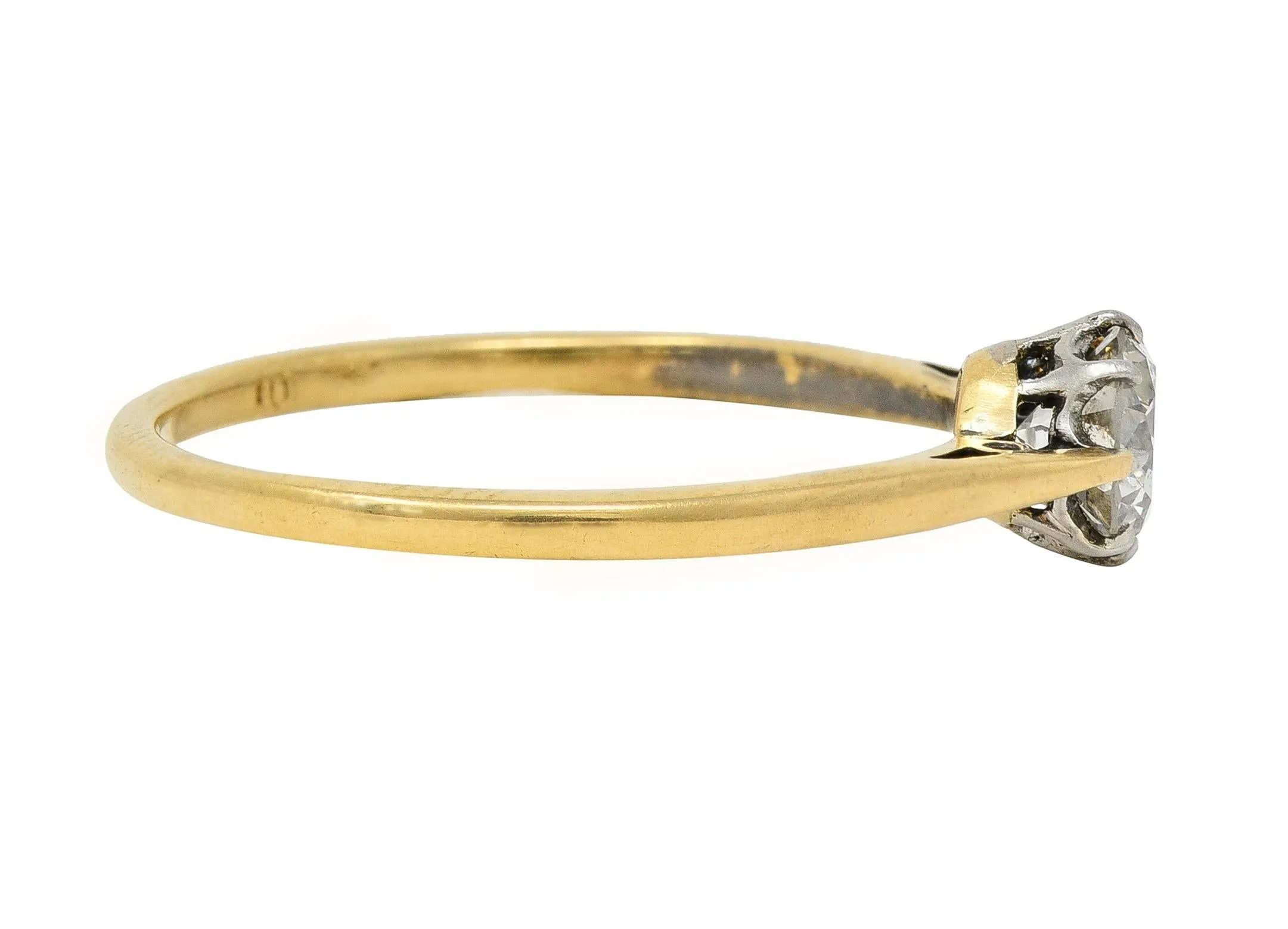Victorian 0.60 CTW Old European Diamond Platinum 18 Karat Yellow Gold Antique Engagement Ring