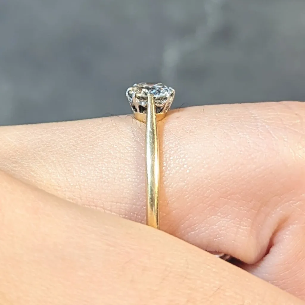 Victorian 0.60 CTW Old European Diamond Platinum 18 Karat Yellow Gold Antique Engagement Ring