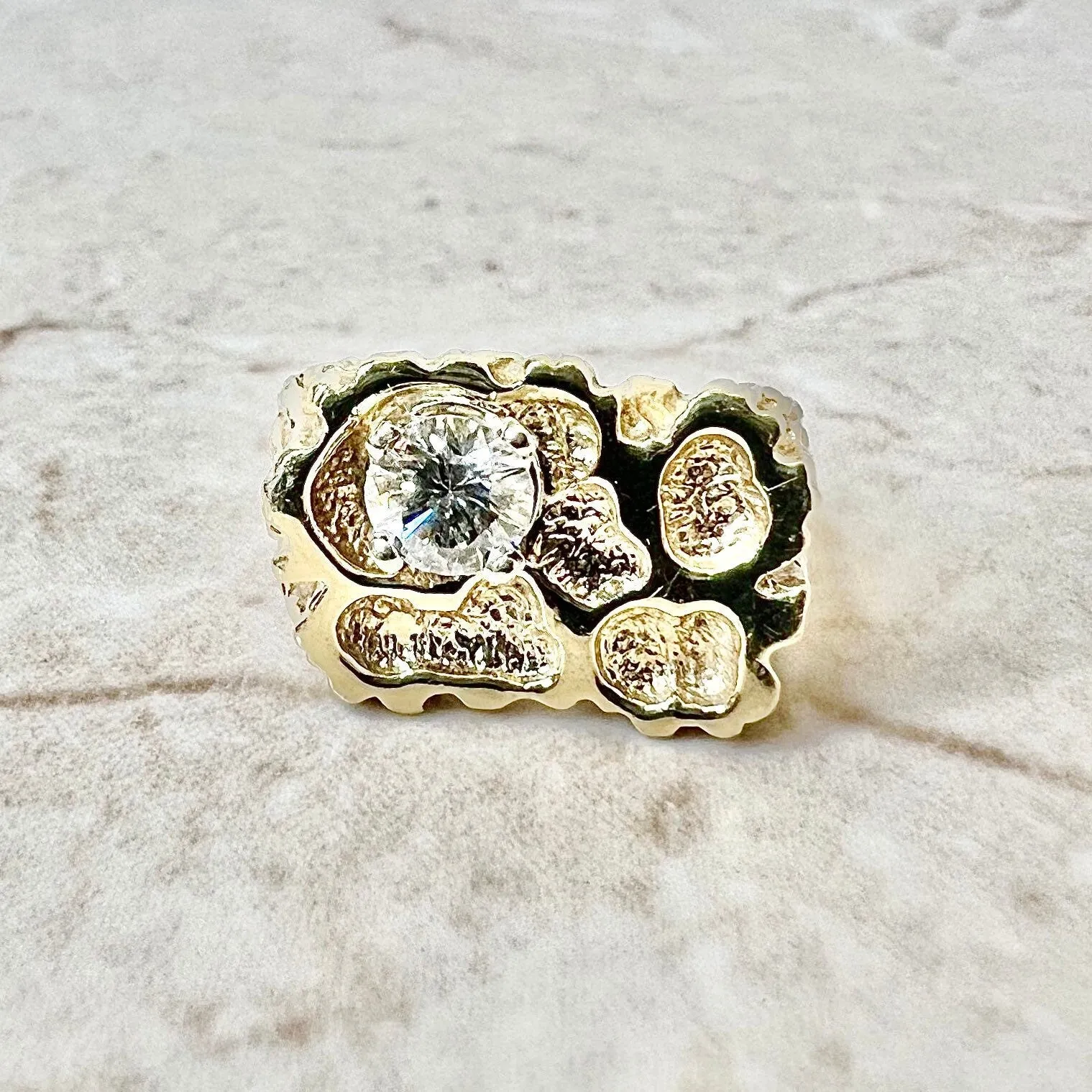 Vintage 14 Karat Yellow Gold 0.55 Carat Round Diamond Solitaire Ring