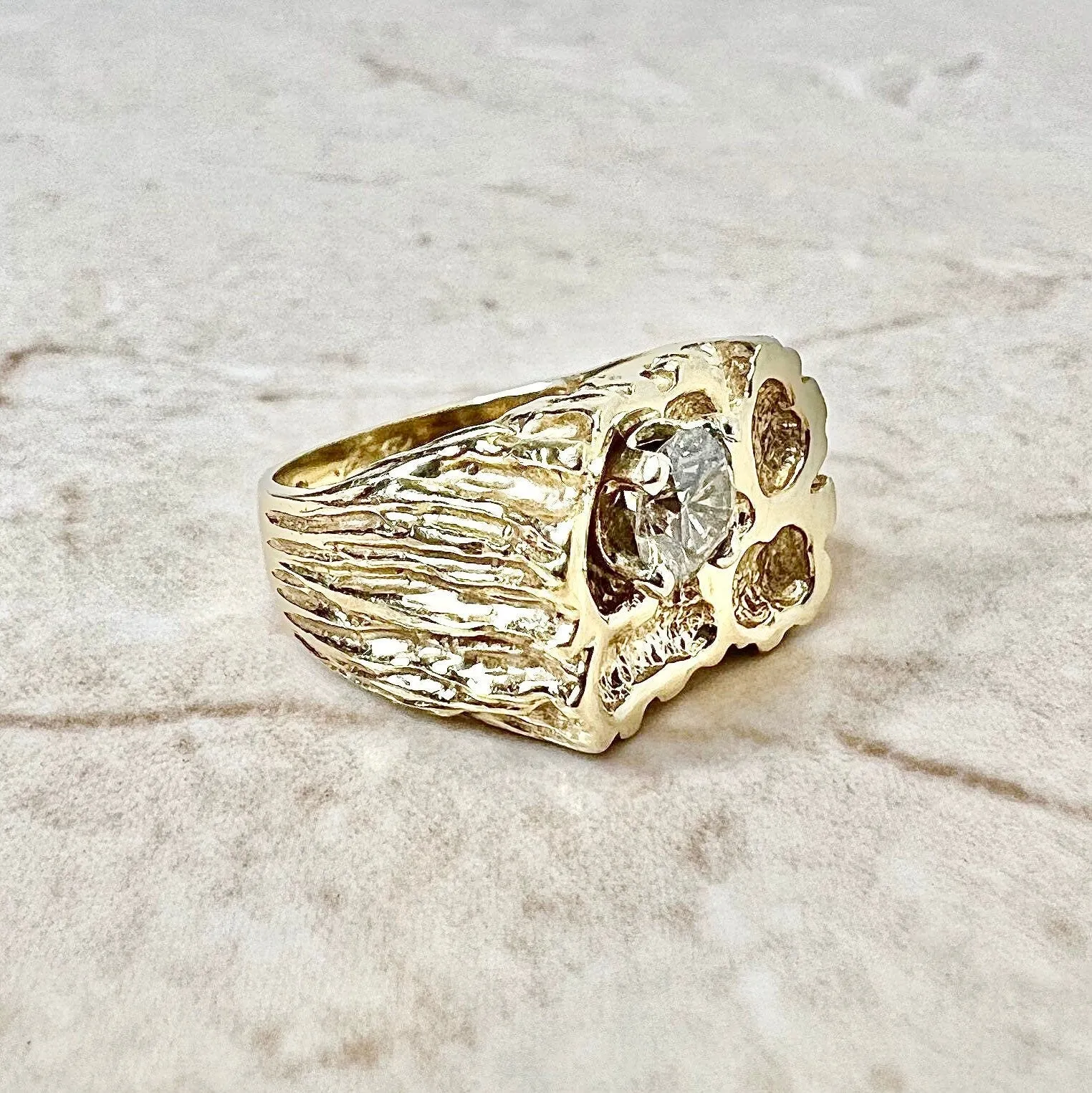 Vintage 14 Karat Yellow Gold 0.55 Carat Round Diamond Solitaire Ring