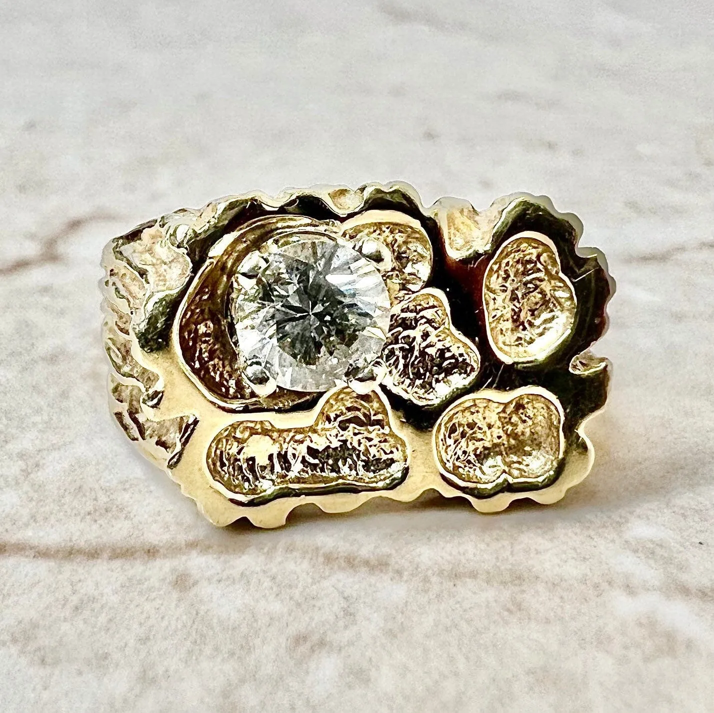 Vintage 14 Karat Yellow Gold 0.55 Carat Round Diamond Solitaire Ring