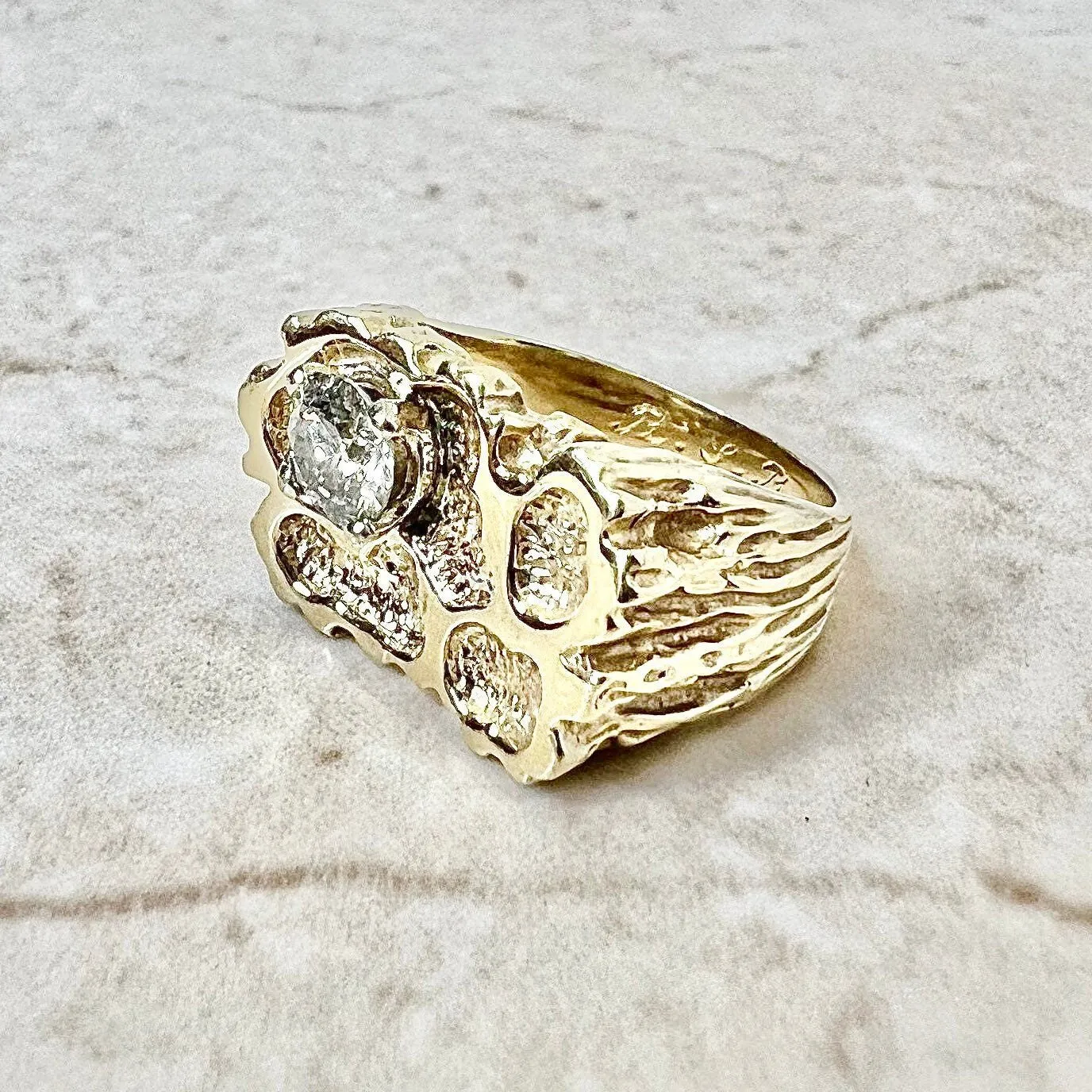 Vintage 14 Karat Yellow Gold 0.55 Carat Round Diamond Solitaire Ring