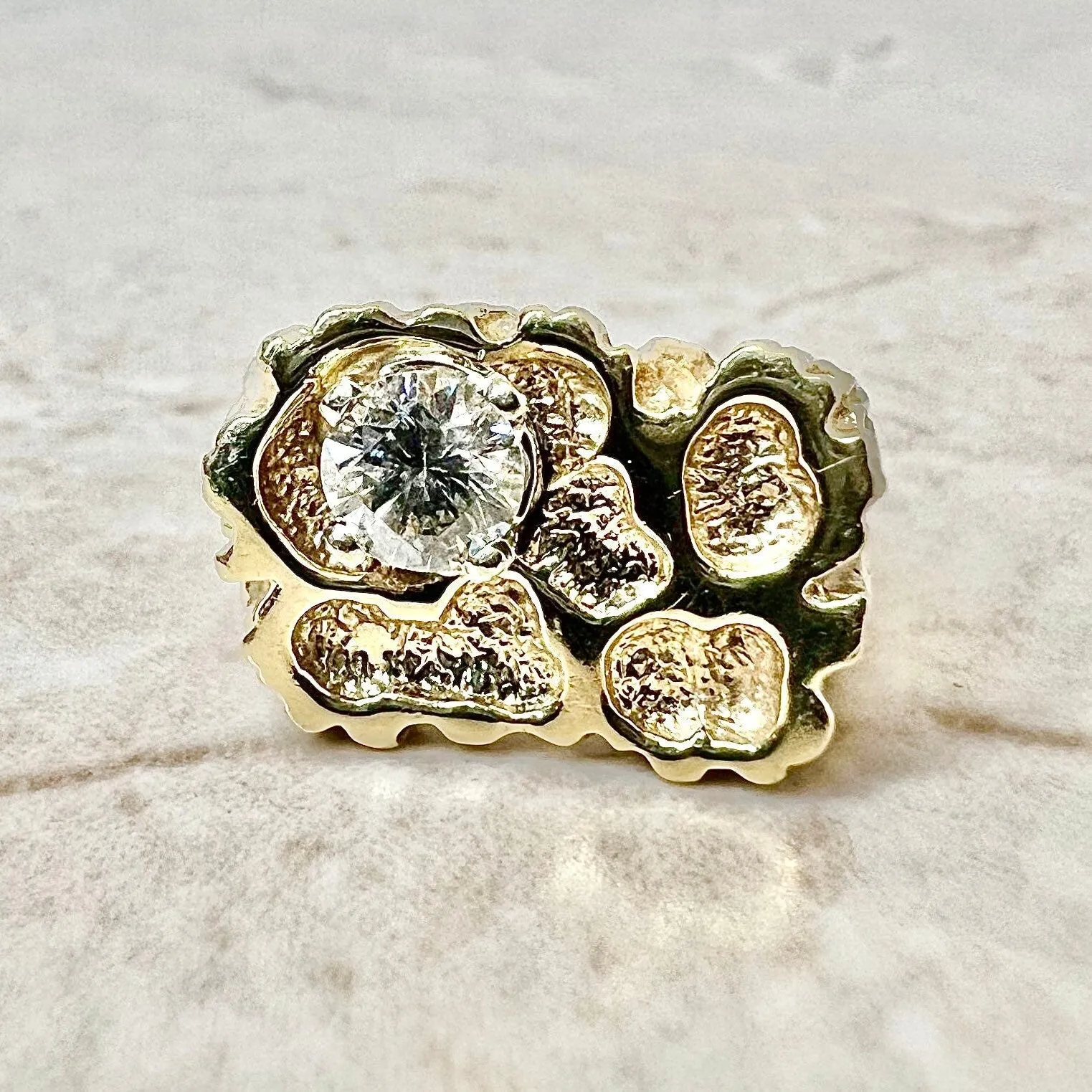 Vintage 14 Karat Yellow Gold 0.55 Carat Round Diamond Solitaire Ring