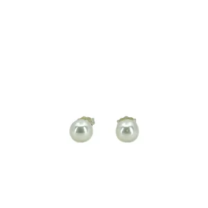 Vintage Akoya Saltwater Cultured Pearl Pierced Stud Earrings 6.50mm- Sterling Silver