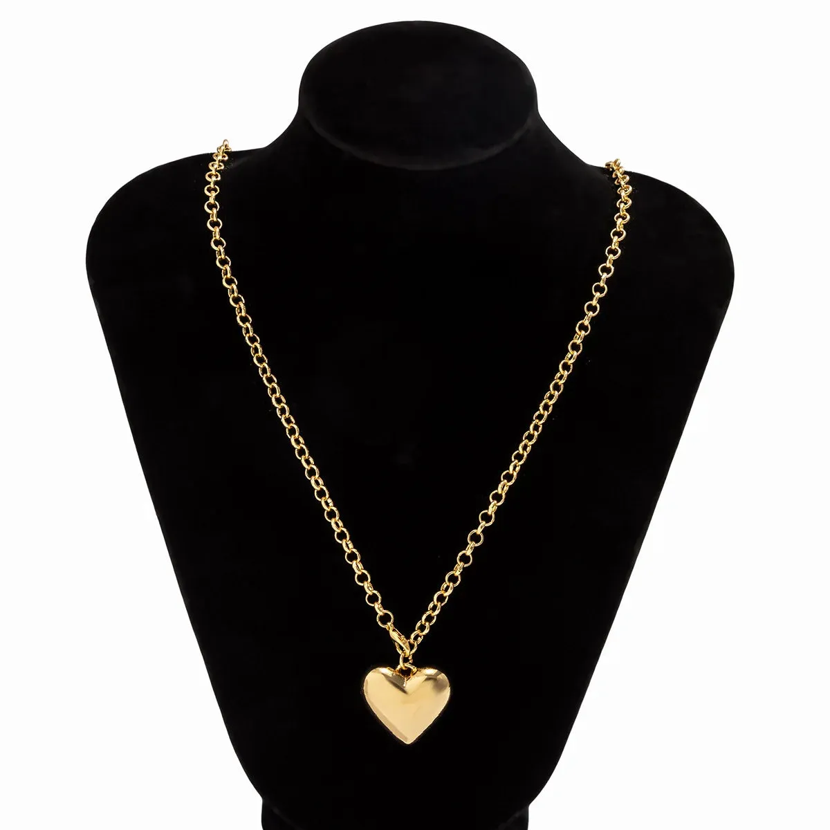 Vintage Big Peach Heart Pendant Adjustable Necklace Women's Long Style Tassel Gold Metal Girl