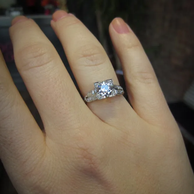 Vintage Diamond Engagement Ring, Old Euro 1.31ct