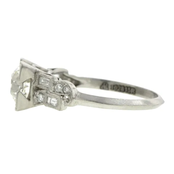 Vintage Diamond Engagement Ring, Old Euro 1.31ct