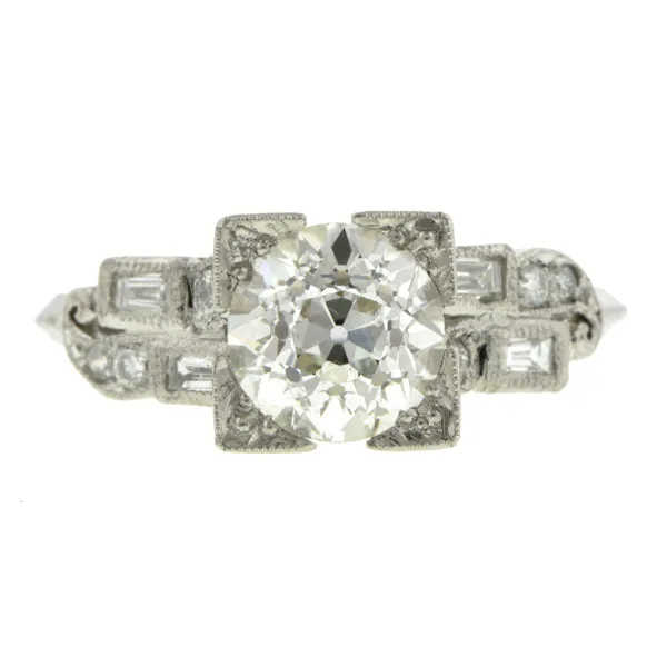 Vintage Diamond Engagement Ring, Old Euro 1.31ct