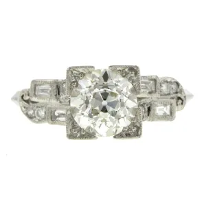 Vintage Diamond Engagement Ring, Old Euro 1.31ct