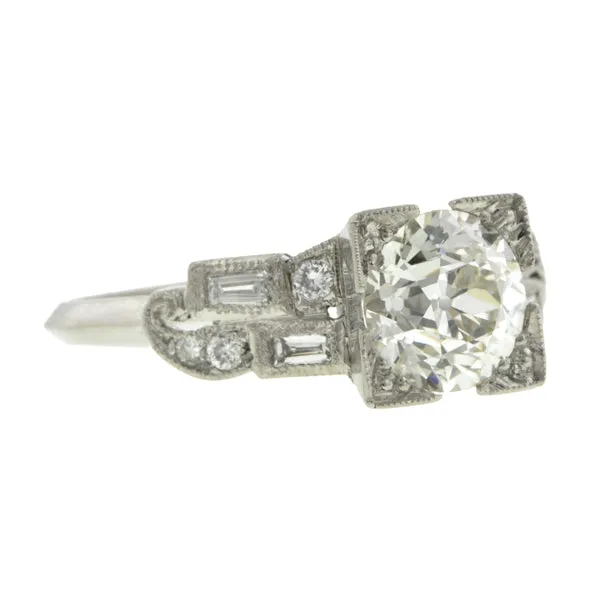 Vintage Diamond Engagement Ring, Old Euro 1.31ct