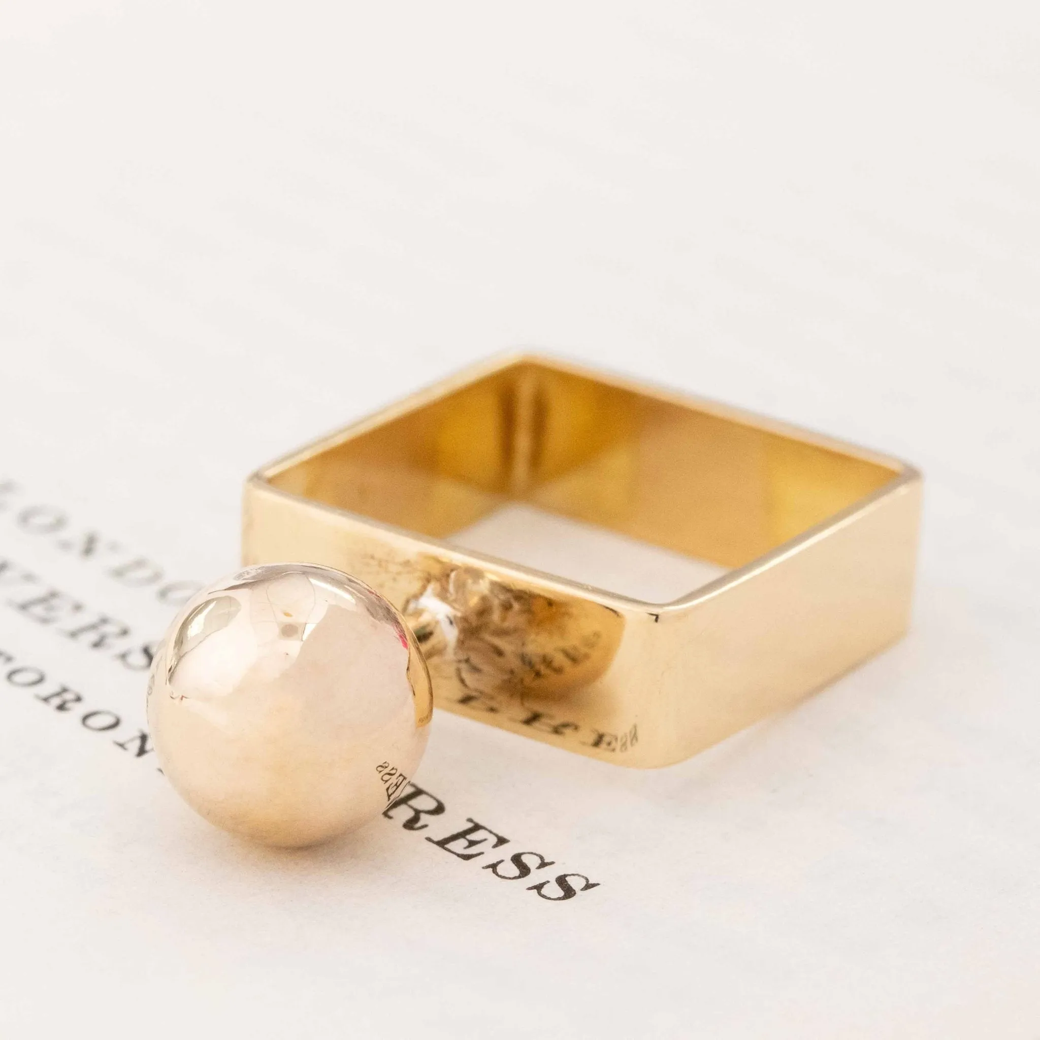 Vintage Dinh Van Gold Ball Ring by Cartier