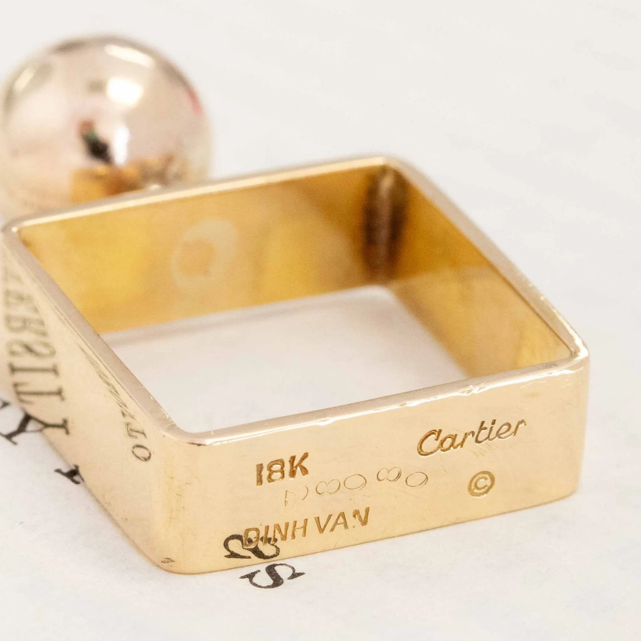 Vintage Dinh Van Gold Ball Ring by Cartier