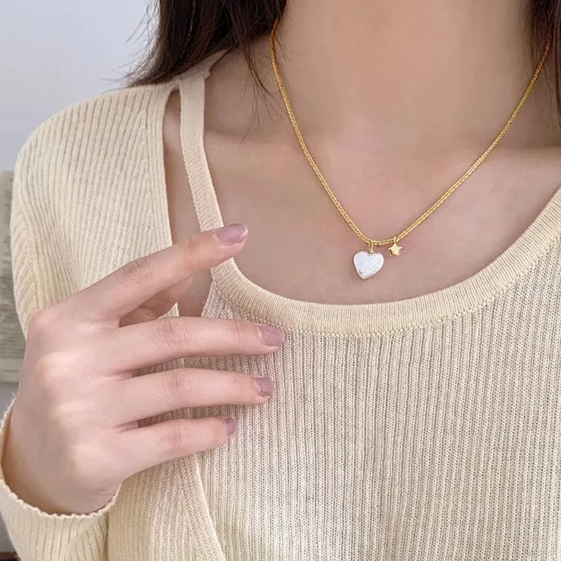 Vintage Double Sided Heart Pendant Necklace For Women