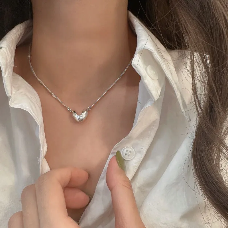 Vintage Double Sided Heart Pendant Necklace For Women