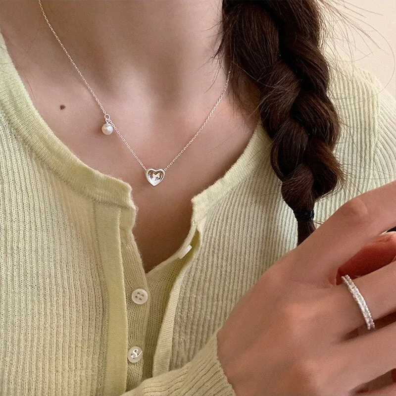 Vintage Double Sided Heart Pendant Necklace For Women