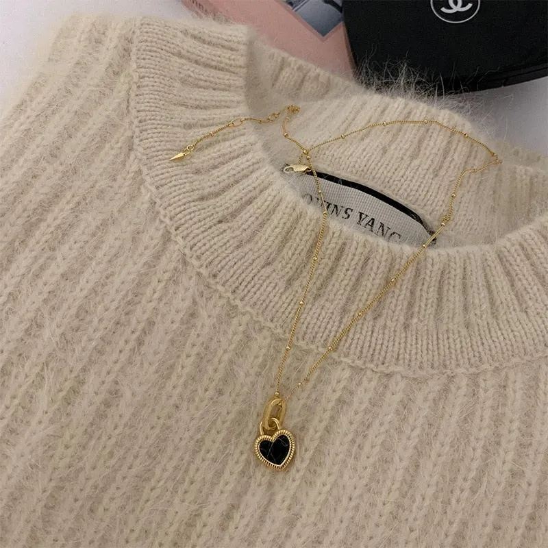Vintage Double Sided Heart Pendant Necklace For Women