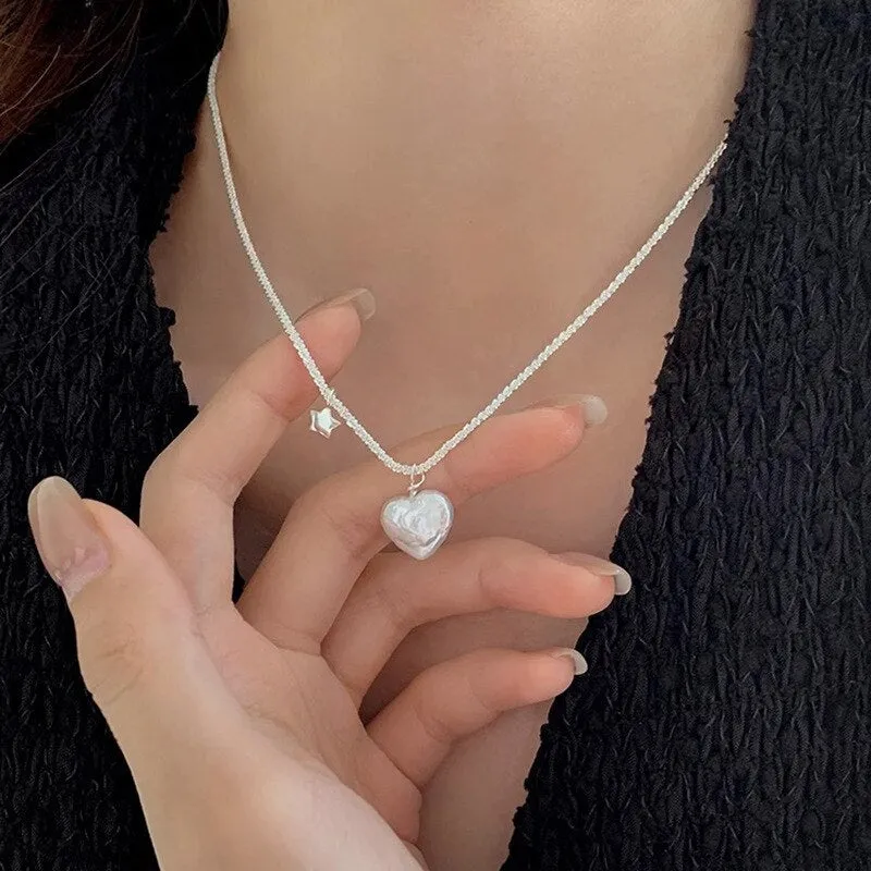 Vintage Double Sided Heart Pendant Necklace For Women