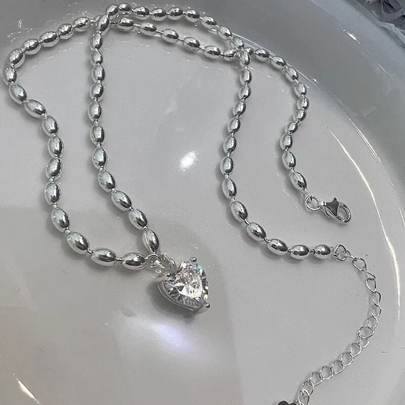 Vintage Double Sided Heart Pendant Necklace For Women