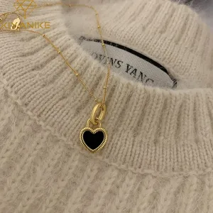Vintage Double Sided Heart Pendant Necklace For Women