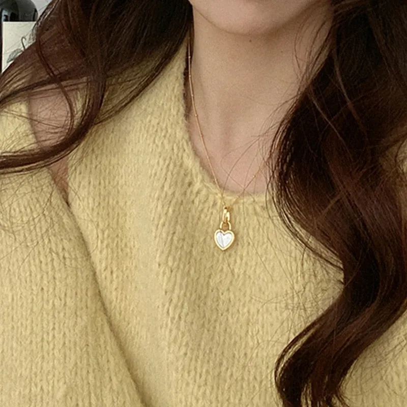 Vintage Double Sided Heart Pendant Necklace For Women