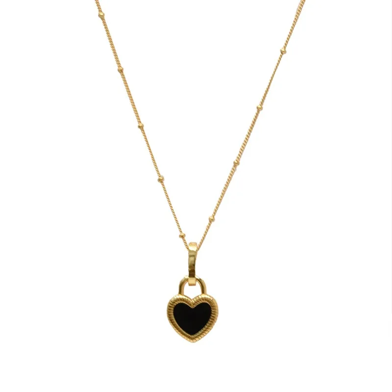 Vintage Double Sided Heart Pendant Necklace For Women