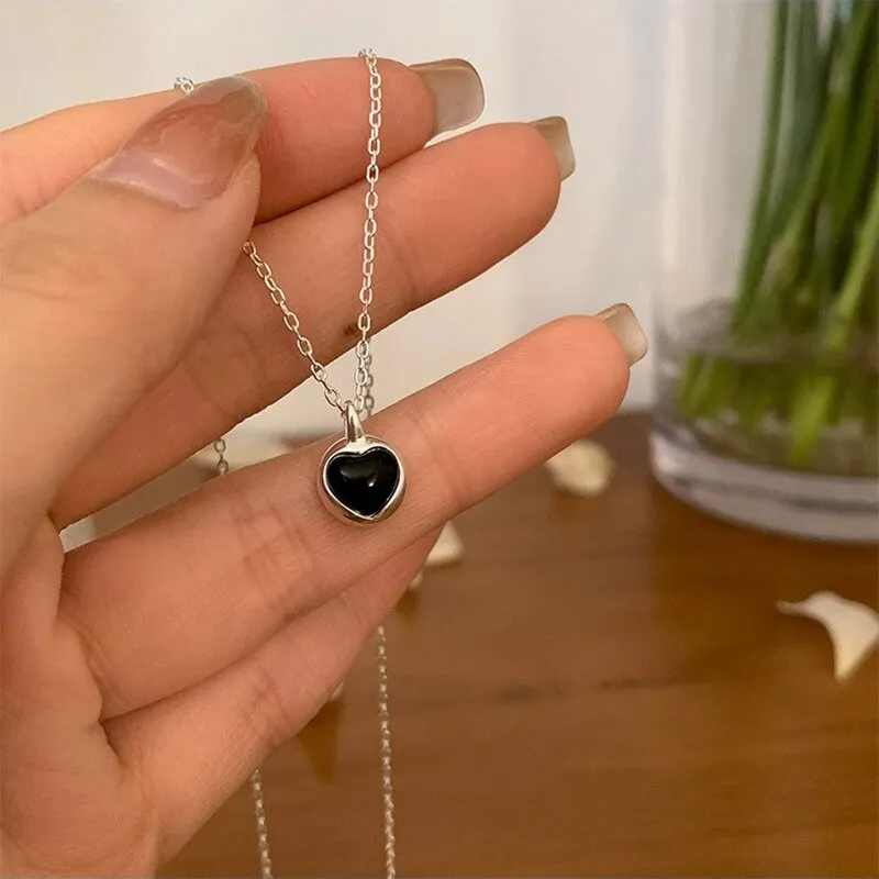 Vintage Double Sided Heart Pendant Necklace For Women