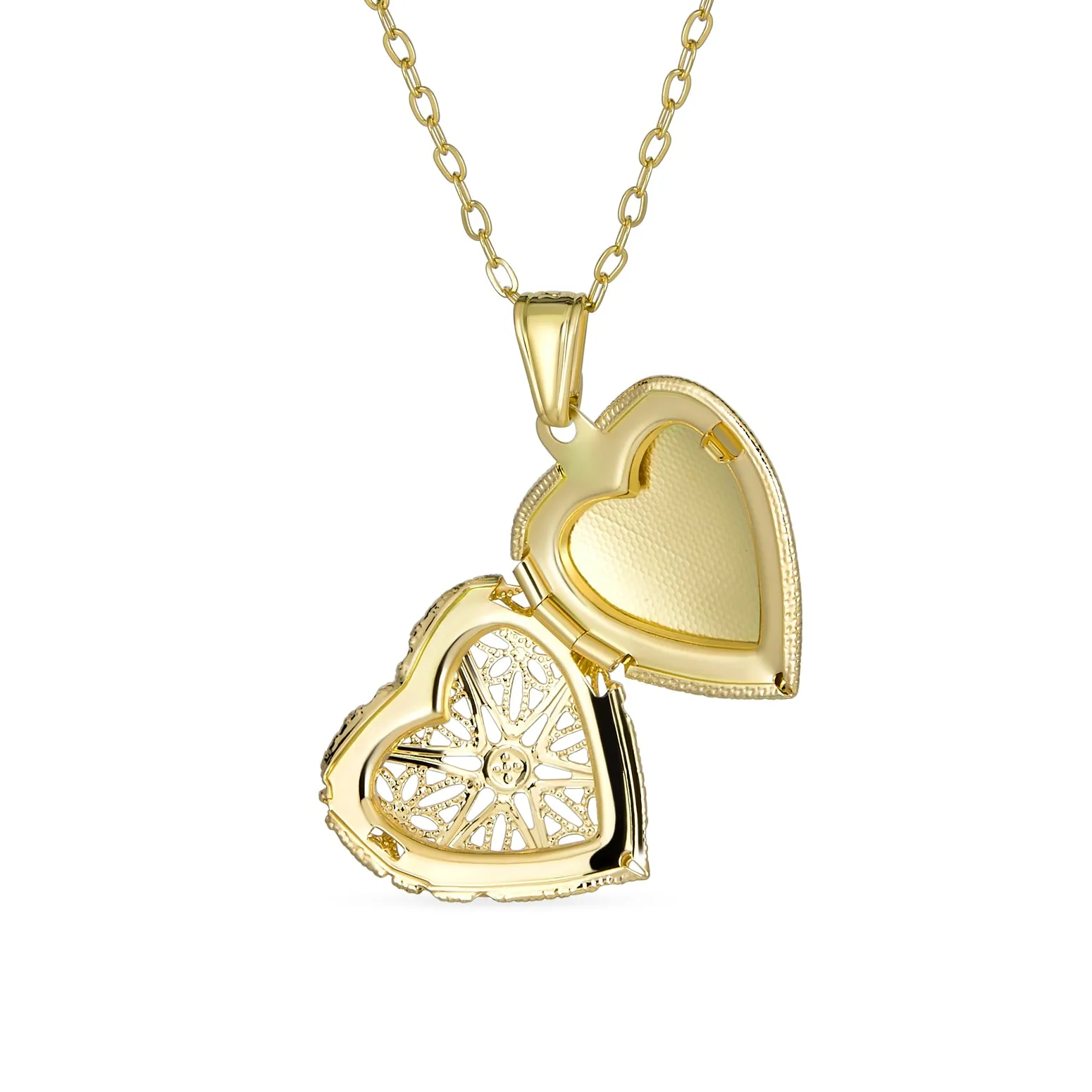 Vintage Filigree Heart Aromatherapy Diffuser Locket Necklace 18K Gold Plated