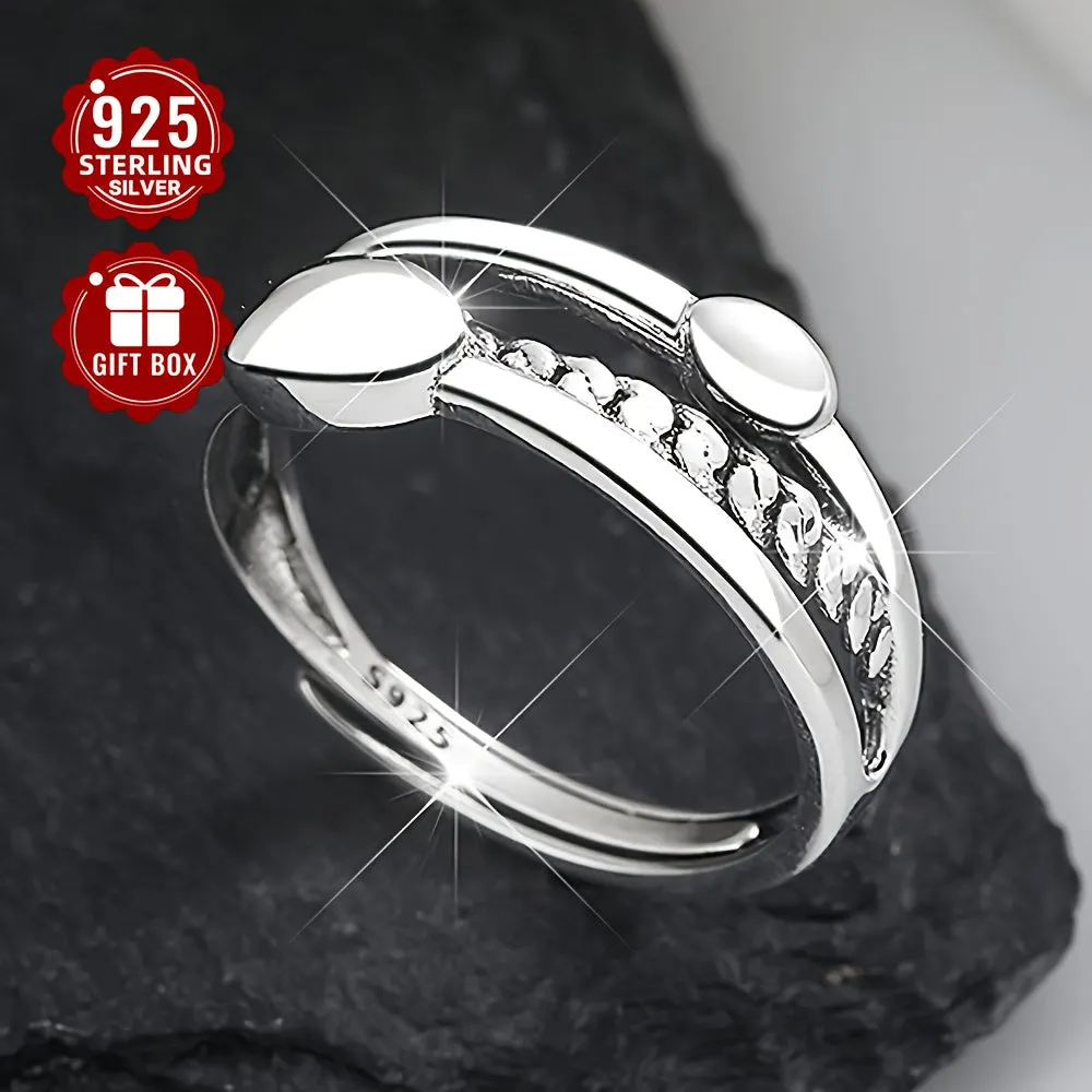 Vintage Geometric Open Ring 925 Sterling Silver Women's Ring