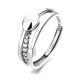 Vintage Geometric Open Ring 925 Sterling Silver Women's Ring