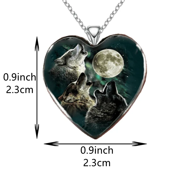 Vintage Wolf Pendant Necklace Holiday Gift