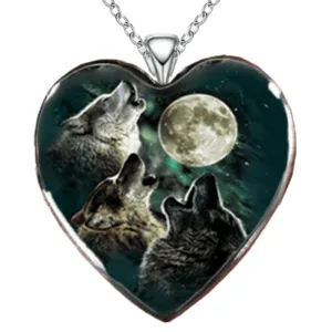 Vintage Wolf Pendant Necklace Holiday Gift
