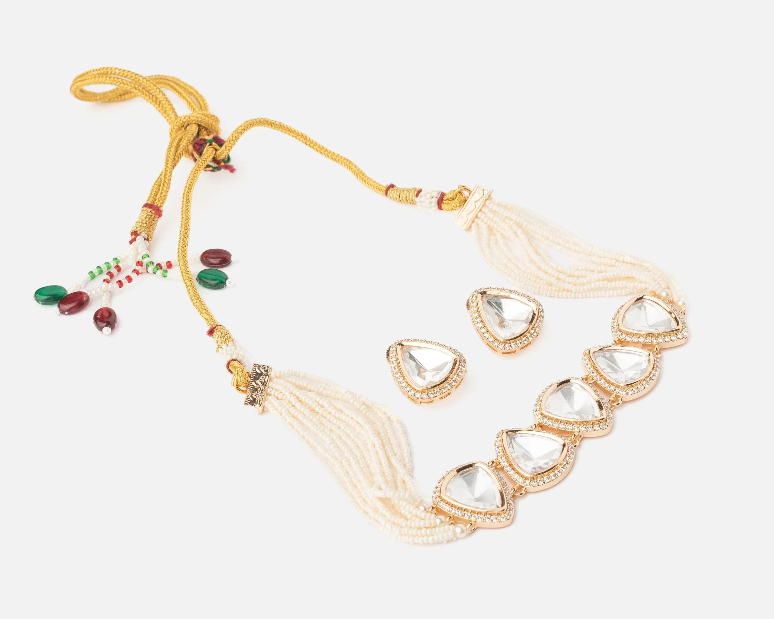 vivinia BY VIDHI MEHRA ISMAARH 2.0 Gold/White Choker Necklace Set with Pair of Earrings