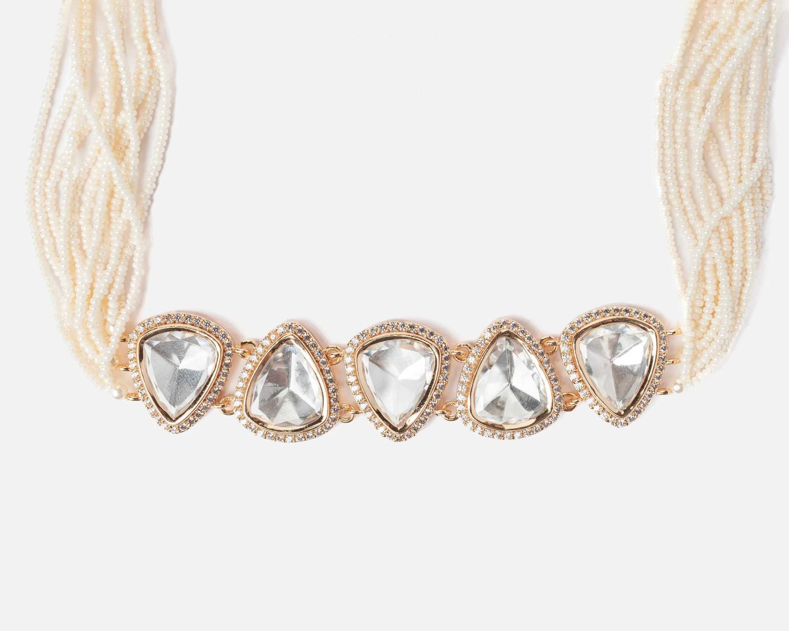 vivinia BY VIDHI MEHRA ISMAARH 2.0 Gold/White Choker Necklace Set with Pair of Earrings