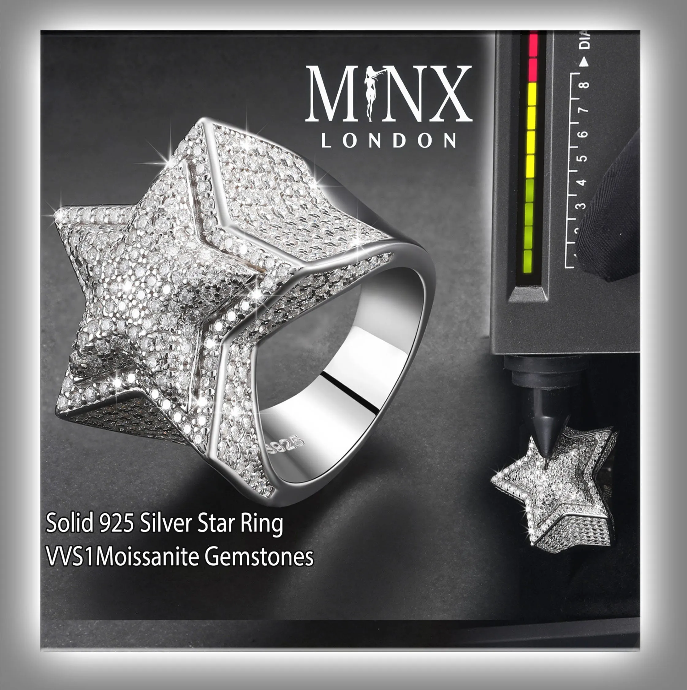 VVS1 Ring | Iced Out Ring | Star Ring | Moissanite Ring | Hip Hop Ring | Iced Out Star Ring | Big Star Ring | Moissanite Rings | Iced Ring