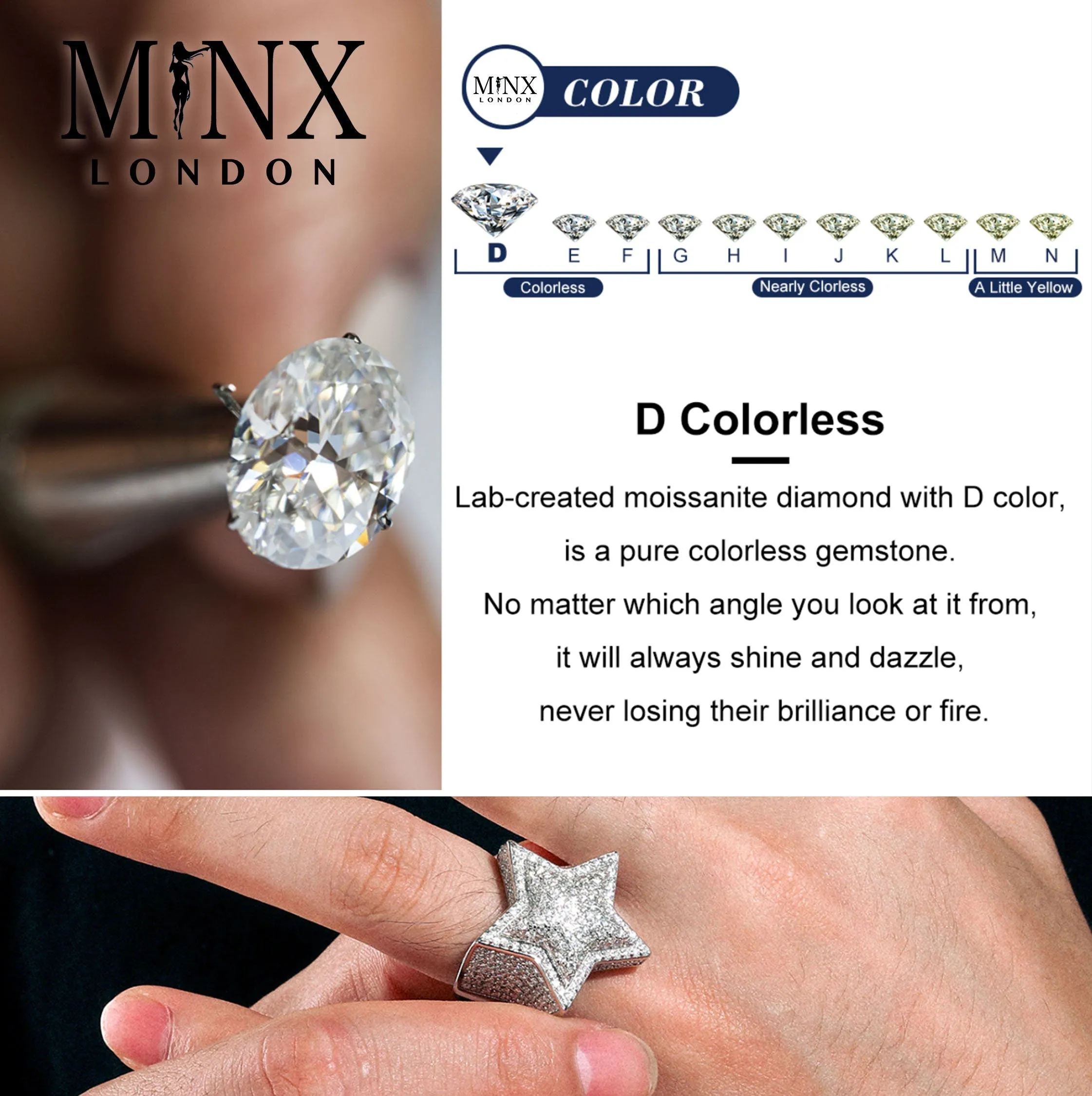 VVS1 Ring | Iced Out Ring | Star Ring | Moissanite Ring | Hip Hop Ring | Iced Out Star Ring | Big Star Ring | Moissanite Rings | Iced Ring
