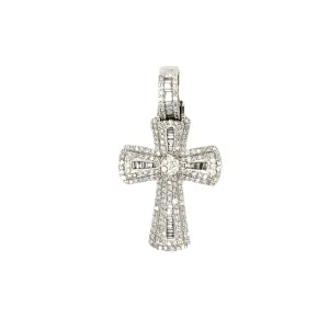 White Gold 14k Cross Pendant with 1.4ct of Real Natural Diamonds - PD1233