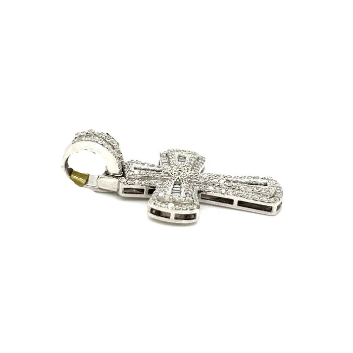 White Gold 14k Cross Pendant with 1.4ct of Real Natural Diamonds - PD1233