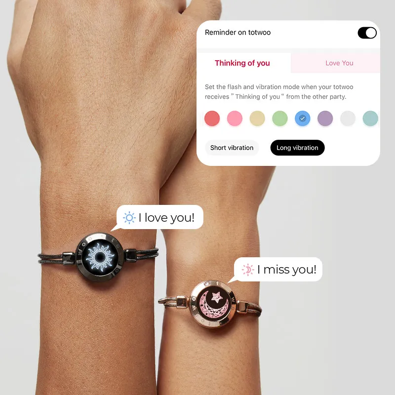 [White Heart Gift Packaging] Sun&Moon Touch Bracelets with Snake Chain
