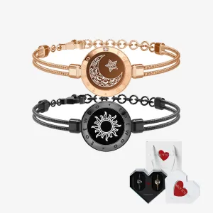 [White Heart Gift Packaging] Sun&Moon Touch Bracelets with Snake Chain
